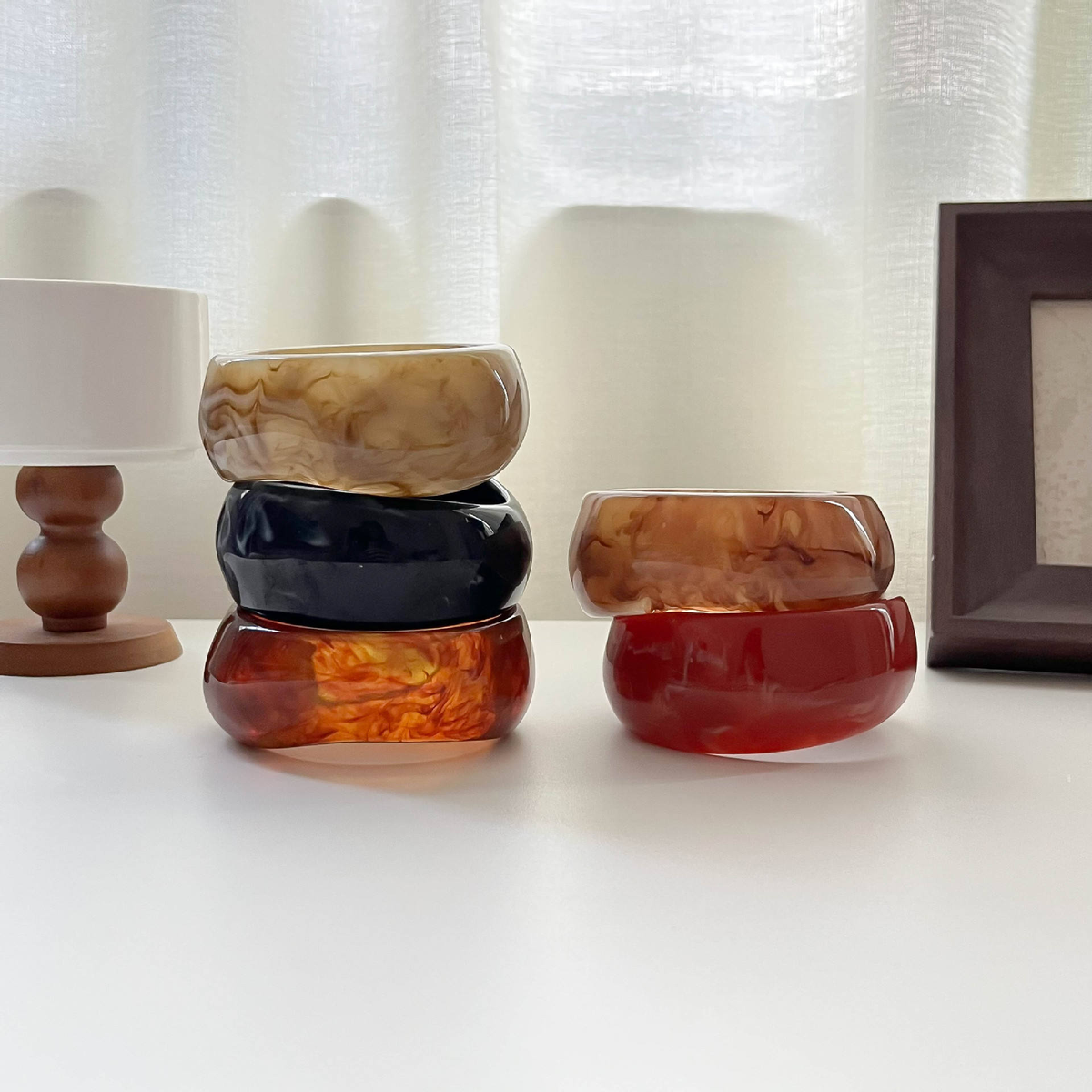 Chunky Marbled Acrylic Statement Bangle