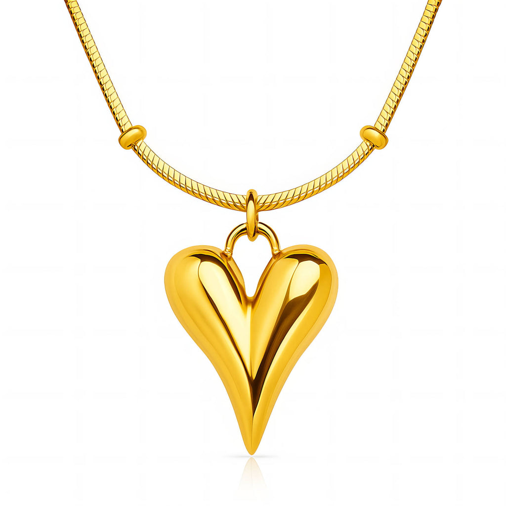 Gold Heart Pendant Necklace #8737