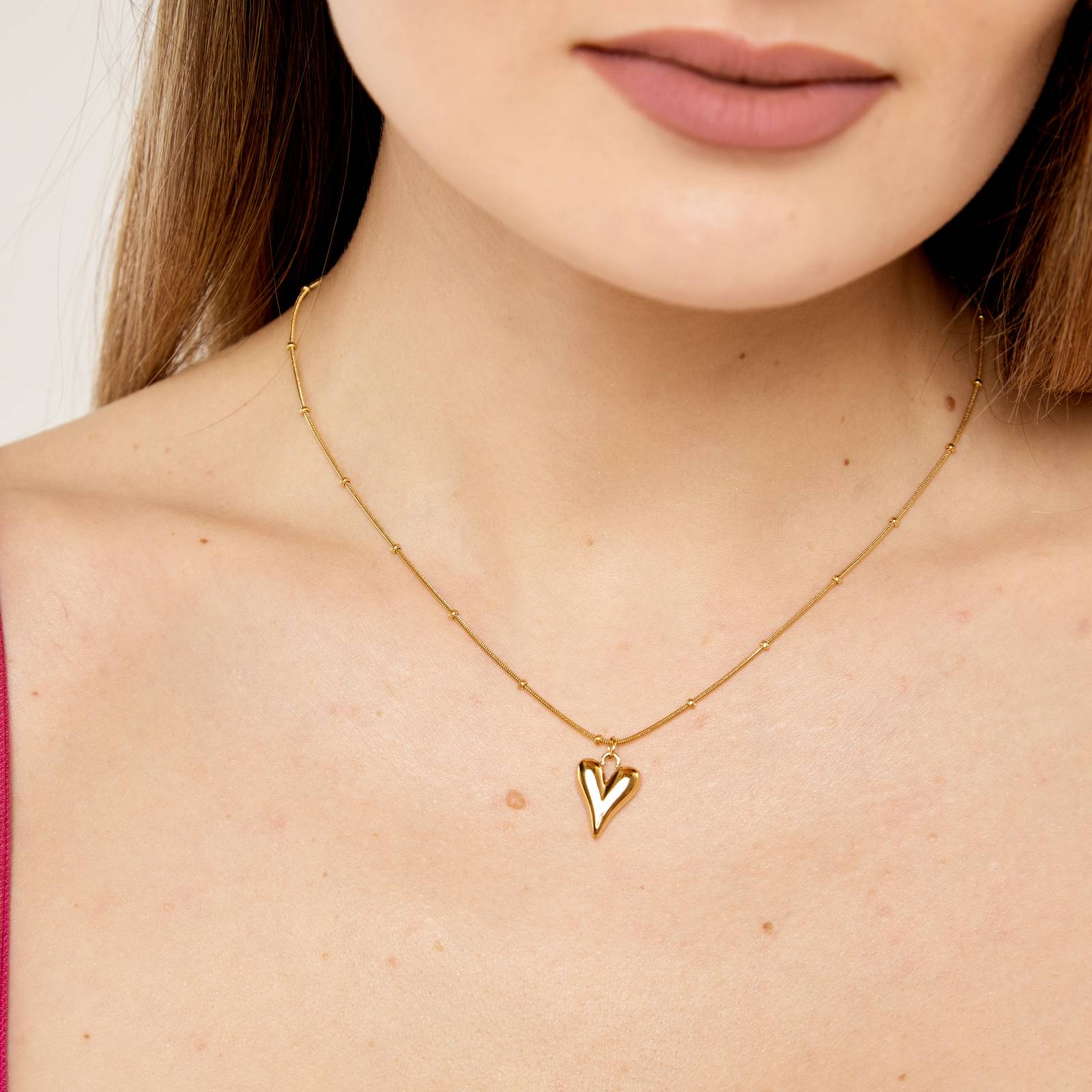 Gold Heart Pendant Necklace #8737