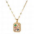 Colorful rectangular pendant Necklace #8787
