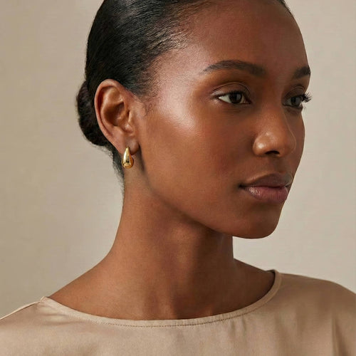 Chunky Gold Teardrop Statement Earrings