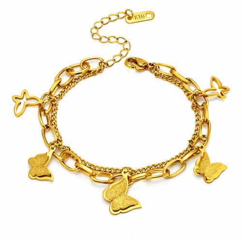 18k gold plated bracelet with butterfly charms 