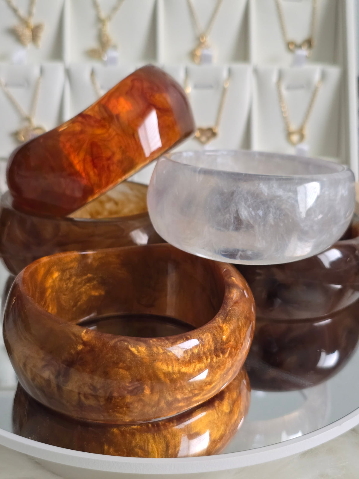 Chunky Marbled Acrylic Statement Bangle