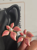 Pink Blossom Pearl Stud Earrings